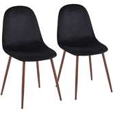 Pebble Dining Chair in Black Velvet & Walnut FInish Metal (Set of 2)